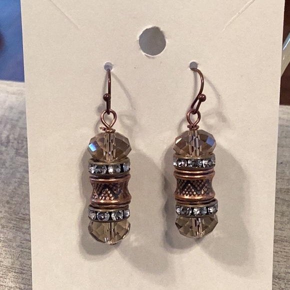 Copper & Crystal Earrings - Picture 1 of 4